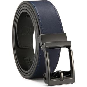 imageCHAOREN Ratchet Belts for Men  15 Mens Belt Genuine Leather for Causual Jeans  Customizable Style Versatile FitNavy Blue