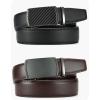 imageCHAOREN Mens Belt Leather Ratchet Belt 2 Pack  Customizable Fit Effortless Style 35mmBlack  Carbon FiberDark Brown
