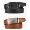 imageCHAOREN Mens Belt Leather Ratchet Belt 2 Pack  Customizable Fit Effortless Style 35mmBlack  Carbon FiberTan