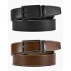 imageCHAOREN Mens Belt Leather Ratchet Belt 2 Pack  Customizable Fit Effortless Style 35mmHollow All BlackGun Brown