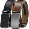 imageCHAOREN Mens Belt Leather Ratchet Belt 2 Pack  Customizable Fit Effortless Style 35mmImperial BlackCognac