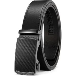 imageCHAOREN Mens Belt Leather Ratchet Belt  Customizable Fit Effortless Style 35mmCarbon Fiber Gun  Black