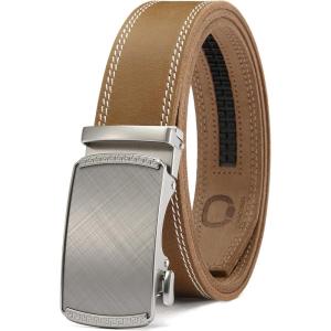 imageCHAOREN Mens Belt Leather Ratchet Belt  Customizable Fit Effortless Style 35mmCharcoal Depiction  Full Grain Brown