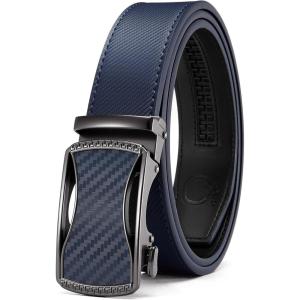 imageCHAOREN Mens Belt Leather Ratchet Belt  Customizable Fit Effortless Style 35mmCurved Carbon Fiber  Blue