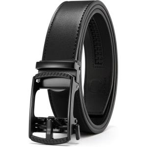 imageCHAOREN Mens Belt Leather Ratchet Belt  Customizable Fit Effortless Style 35mmHollow  All Black