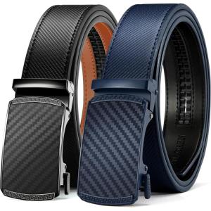 imageCHAOREN Mens Belt Leather Ratchet Belt 2 Pack  Customizable Fit Effortless Style 35mmBlackNavy
