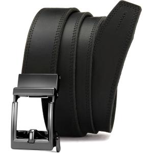 imageCHAOREN Leather Ratchet Belt Men  Mens Belts Casual Accessories for Every Occasion 35mmFull Grain Black