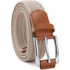 imageCHAOREN Mens Stretch Belt  1 38 Elastic Braided Golf Belt for Men  Stretchy Web Fit Summer Casual JeansSilver  Beige