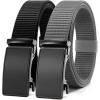 imageCHAOREN Ratchet Belts for Men 2 Pack  Casual Web Nylon Mens Belt 1 38  Automatic Adjustable Buckle Fit JeansBlack and GreyRatchet Buckle