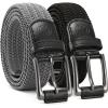 imageCHAOREN Stretch Belt Men 2 Pack  1 38 Braided Golf Belts For Men  Casual Elastic For Pants and JeansBlack  Dark Grey