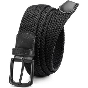 imageCHAOREN Mens Belt  Braided Stretch Golf Belt for Men 1 38 Gift for Golf Pants Casual Shorts JeansBasic Black