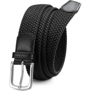 imageCHAOREN Mens Belt  Braided Stretch Golf Belt for Men 1 38 Gift for Golf Pants Casual Shorts JeansBlack  Silver