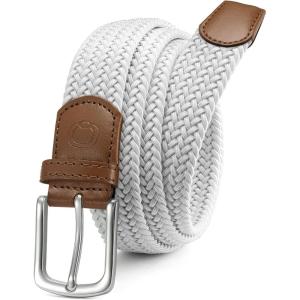 imageCHAOREN Mens Belt  Braided Stretch Golf Belt for Men 1 38 Gift for Golf Pants Casual Shorts JeansCasual White