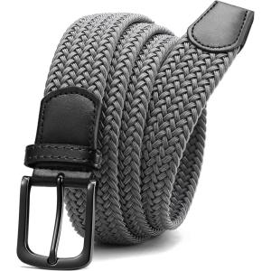imageCHAOREN Mens Belt  Braided Stretch Golf Belt for Men 1 38 Gift for Golf Pants Casual Shorts JeansGun  Grey