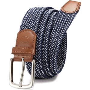 imageCHAOREN Mens Belt  Braided Stretch Golf Belt for Men 1 38 Gift for Golf Pants Casual Shorts JeansNavy White