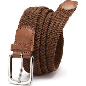 imageCHAOREN Mens Belt  Braided Stretch Golf Belt for Men 1 38 Gift for Golf Pants Casual Shorts JeansSilver  Brown