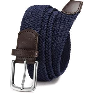 imageCHAOREN Mens Belt  Braided Stretch Golf Belt for Men 1 38 Gift for Golf Pants Casual Shorts JeansSilver  Navy