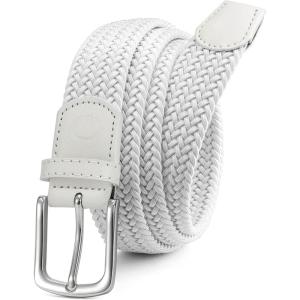 imageCHAOREN Mens Belt  Braided Stretch Golf Belt for Men 1 38 Gift for Golf Pants Casual Shorts JeansSilver  White
