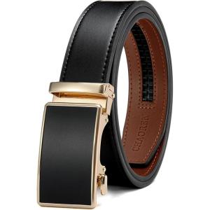 imageCHAOREN Mens Belt  Mens Ratchet Belt Leather 1 38 for Dress Pant  Micro Adjustable Belt Fit EverywhereBasic Gold Black