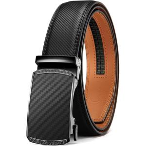 imageCHAOREN Mens Belt  Mens Ratchet Belt Leather 1 38 for Dress Pant  Micro Adjustable Belt Fit EverywhereCarbon Fiber  Black Classic