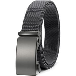 imageCHAOREN Mens Belt Stretchable  Elastic Golf Nylon Web Adjustable Belt  for Casual WearDmatted GunGrey