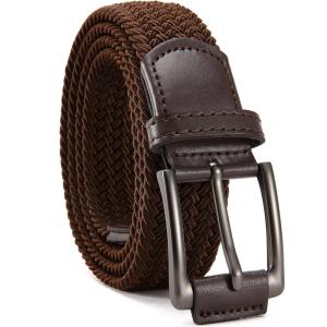 imageCHAOREN Mens Stretch Belt  1 38 Elastic Braided Golf Belt for Men  Stretchy Web Fit Summer Casual JeansGun Metal  Brown