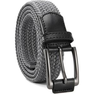 imageCHAOREN Mens Stretch Belt  1 38 Elastic Braided Golf Belt for Men  Stretchy Web Fit Summer Casual JeansGun Metal  Grey