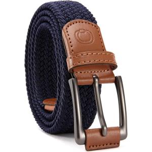 imageCHAOREN Mens Stretch Belt  1 38 Elastic Braided Golf Belt for Men  Stretchy Web Fit Summer Casual JeansNavy Blue