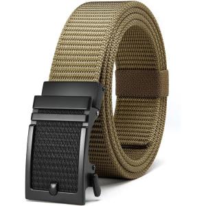 imageYOETEY Ratchet Tactical Belt for Men  15 Military Nylon Web Belts for Heavy Duty Work  Slide Buckle Fit PantsClassic Buckle  Brown