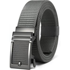 imageYOETEY Ratchet Tactical Belt for Men  15 Military Nylon Web Belts for Heavy Duty Work  Slide Buckle Fit PantsClassic Buckle  Grey