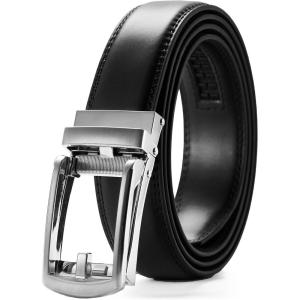 imageCHAOREN Mens Dress Belt  Ratchet Belt Leather 1 14 Comfort Click  Perfect Companion to Mens Dress ShoesSilver  Black