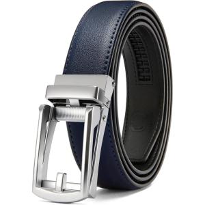 imageCHAOREN Mens Dress Belt  Ratchet Belt Leather 1 14 Comfort Click  Perfect Companion to Mens Dress ShoesSilver  Navy Blue