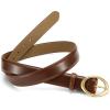 imageWomens Belt  CR Leather Belt Women Casual for Jeans Pants Dress  Belts with Gold Buckle for Women FashionBrown