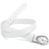 imageWomens Belt  CR Leather Belt Women Casual for Jeans Pants Dress  Belts with Gold Buckle for Women FashionSilver White