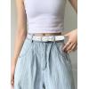 imageWomens Belt  CR Leather Belt Women Casual for Jeans Pants Dress  Belts with Gold Buckle for Women FashionSilver White