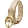 imageWomens Belt  CR Leather Belt Women Casual for Jeans Pants Dress  Belts with Gold Buckle for Women FashionBeige