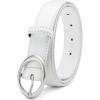 imageWomens Belt  CR Leather Belt Women Casual for Jeans Pants Dress  Belts with Gold Buckle for Women FashionSilver White