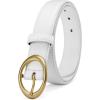 imageWomens Belt  CR Leather Belt Women Casual for Jeans Pants Dress  Belts with Gold Buckle for Women FashionWhite