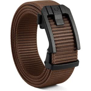 imageCHAOREN Ratchet Tactical Belt Men  15 Adjustable Nylon Web Belt  Quick Release for Work EDC Outdoor UseBrown