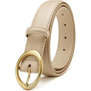 imageWomens Belt  CR Leather Belt Women Casual for Jeans Pants Dress  Belts with Gold Buckle for Women FashionBeige