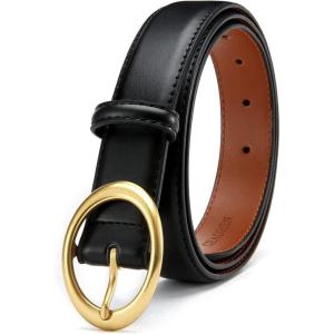 imageWomens Belt  CR Leather Belt Women Casual for Jeans Pants Dress  Belts with Gold Buckle for Women FashionBlack