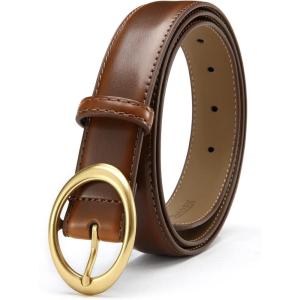 imageWomens Belt  CR Leather Belt Women Casual for Jeans Pants Dress  Belts with Gold Buckle for Women FashionBrown