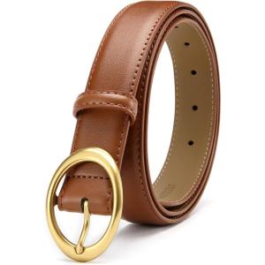 imageWomens Belt  CR Leather Belt Women Casual for Jeans Pants Dress  Belts with Gold Buckle for Women FashionTan