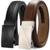 imageCHAOREN Mens Dress Belt Leather 2 Pack  Mens Ratchet Belt for Dress Shirt and Pants Every Occasion 32mmBasic BlackBrown
