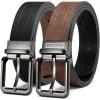 imageCHAOREN Reversible Belt Men 1 Piece  125 Leather Dress Belt  Trim to Fit for Elegant StyleLight BrownBlack Width 38mm