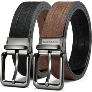 imageCHAOREN Reversible Belt Men 1 Piece  125 Leather Dress Belt  Trim to Fit for Elegant StyleLight BrownBlack Width 38mm