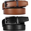 image:imageCHAOREN Click Belts for Men 2 Pack  Mens Ratchet Leather Belt 1 38 for Dress and Casual  Micro Adjustable Belt FitBlackTan