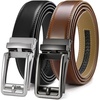 image:imageCHAOREN Click Belts for Men 2 Pack  Mens Ratchet Leather Belt 1 38 for Dress and Casual  Micro Adjustable Belt FitSilverCognac