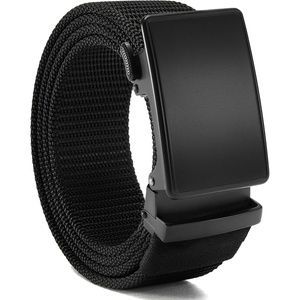 image:imageCHAOREN 15 Nylon Ratchet Belts for Men  Adjustable Casual Work Belt with Slide Buckle  Trim to FitBasic  Black