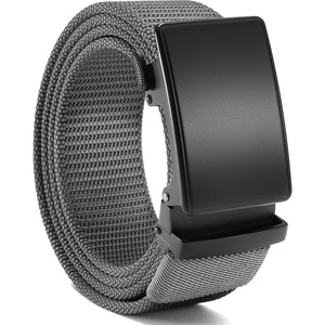 image:imageCHAOREN 15 Nylon Ratchet Belts for Men  Adjustable Casual Work Belt with Slide Buckle  Trim to FitBasic  Grey